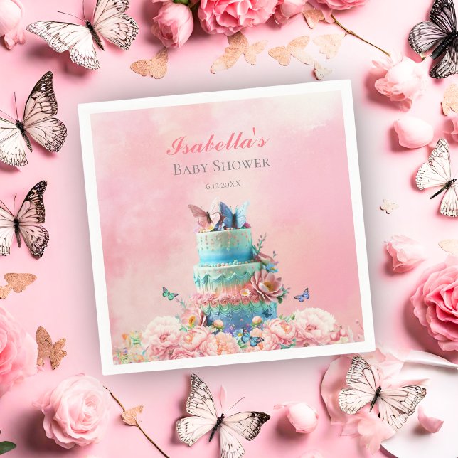 Serviette En Papier Beau Baby shower des jumeaux Papillons (Charming napkins, twin butterflies grace, delicately wiping away sweet baby smiles.)