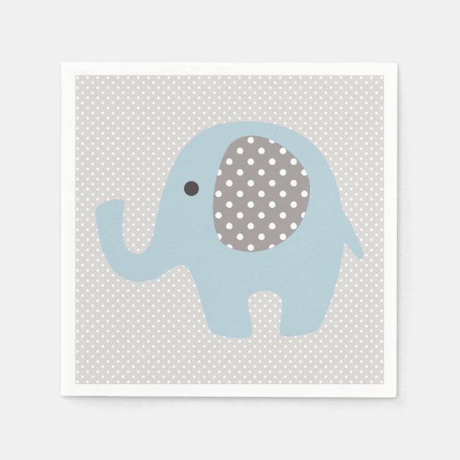 Serviette En Papier Beau bébé éléphant bleu bleu bébé (Devant)