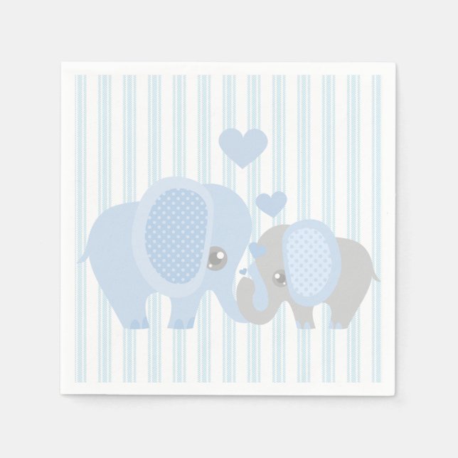 Serviette En Papier Beau bébé garçon bleu éléphant (Devant)