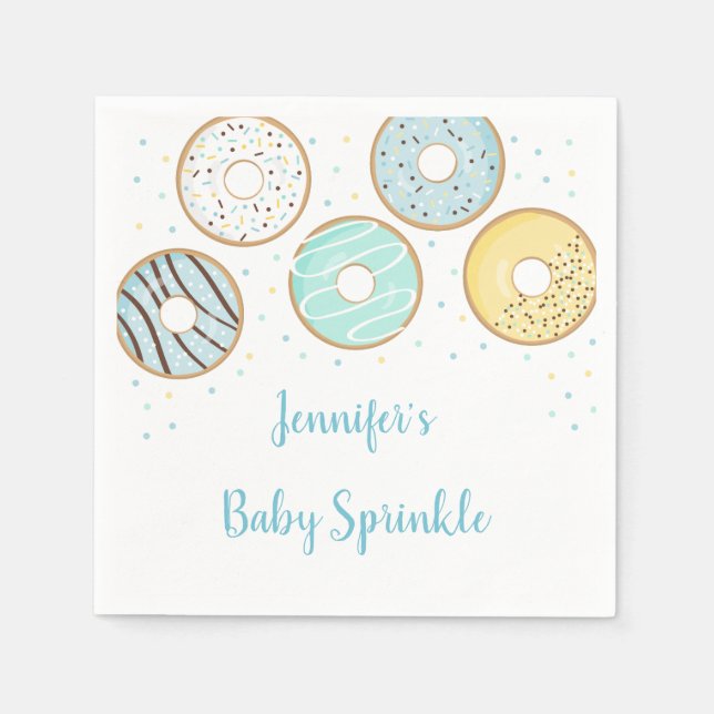Serviette En Papier Beau Bleu Donut Bébé Parsemer (Devant)