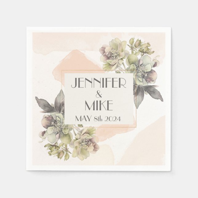 Serviette En Papier Beau bouquet de fleurs d'aquarelle (Devant)