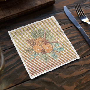 Serviette En Papier Beau Bouquet de pins à tranche orange Noël