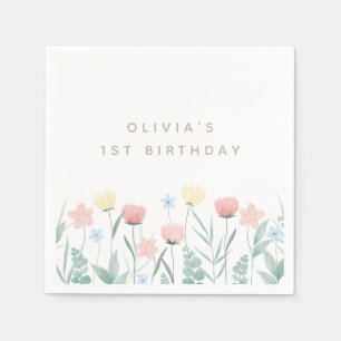 Serviette En Papier Beau Bouquet Fleur sauvage Anniversaire