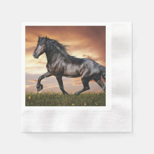 Serviette En Papier Beau Cheval Noir