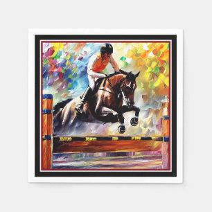 Serviette En Papier Beau Cheval Sauter Digital Huile Peinture Style