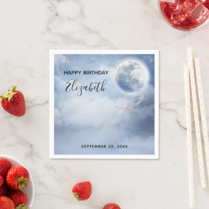 Serviette En Papier Beau ciel bleu avec cygnes volants Anniversaire