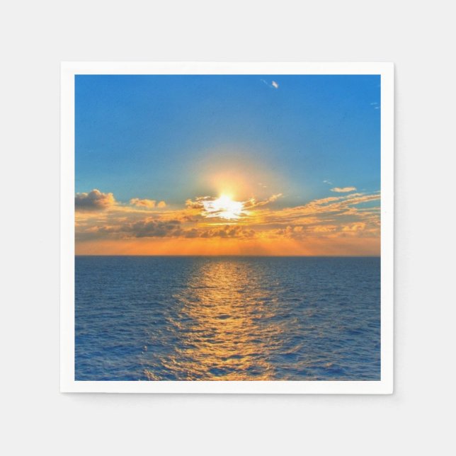 Serviette En Papier Beau coucher de soleil sur l'océan (Devant)