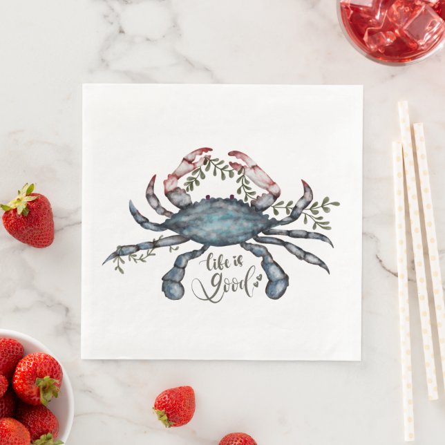 Serviette En Papier Beau Crabe Bleu Art Design Papier Napkin (En situation)