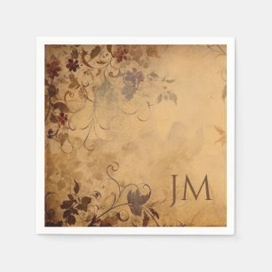 Serviette En Papier Beau design floral sur papier vintage