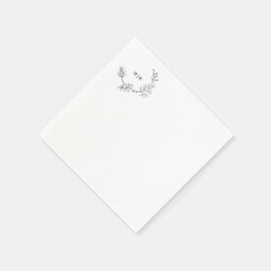 Serviette En Papier Beau Élégant Mariage de Monogramme floral