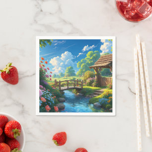 Serviette En Papier Beau été, illustration colorée,