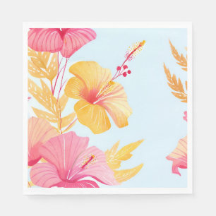 Serviette En Papier Beau Hibiscus Aquarelle de fleur tropicale