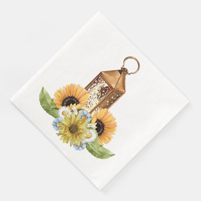 Serviette En Papier Beau Jardin Bee Motif de tournesol (Coin)