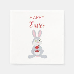 Serviette En Papier Beau lapin de Pâques Oeuf de Pâques Rouge