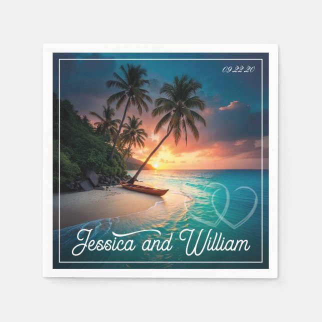 Serviette En Papier Beau Mariage d'été (Devant)