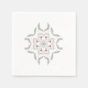 Serviette En Papier Beau motif floral, mandala