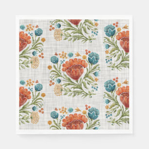 Serviette En Papier Beau motif Floral moderne Orange Bleu Rouge