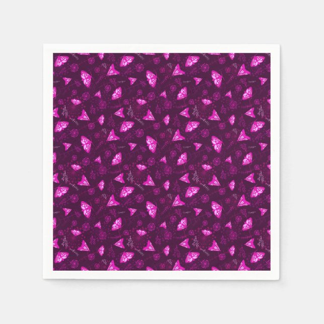 Serviette En Papier Beau motif papillon rose (Devant)