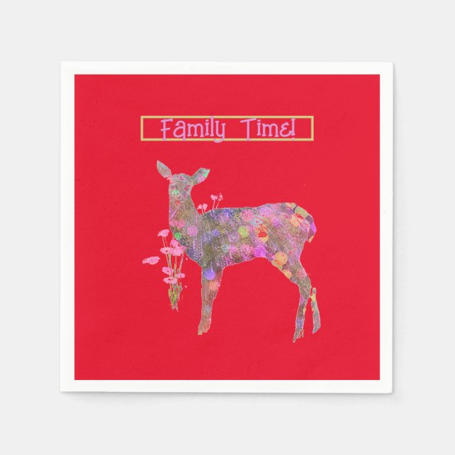Serviette En Papier Beau Noël aux Cerfs (Devant)