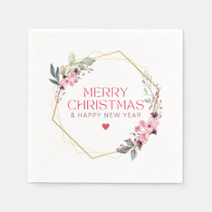Serviette En Papier Beau Nom Customisé élégant Joyeux Noël.
