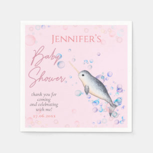 Serviette En Papier Beau océan bébé Narwhal bulles Baby shower