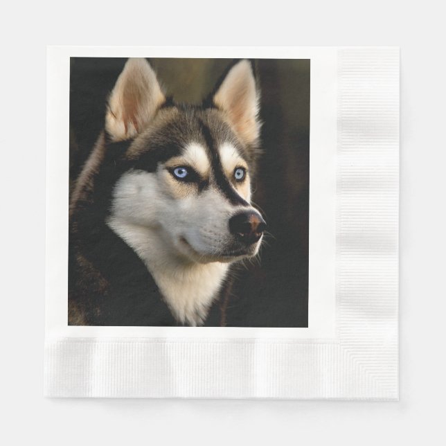 Serviette En Papier Beau Oreiller Husky Lrow (Devant)