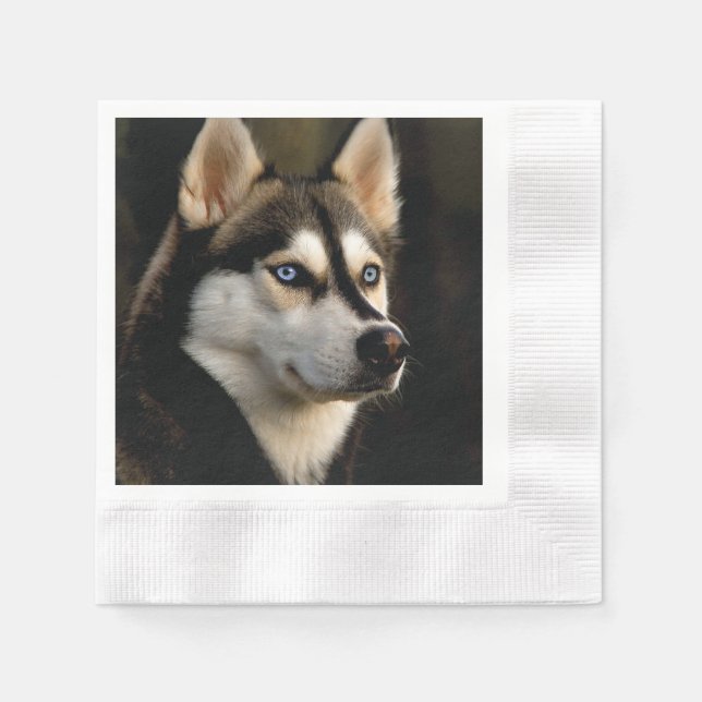 Serviette En Papier Beau Oreiller Husky Lrow (Devant)