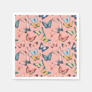Serviette En Papier Beau Papillon coloré imprimé