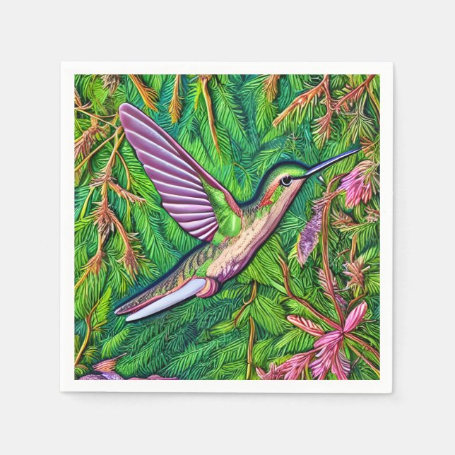 Serviette En Papier Beau Shabby Chic Petit Colibri. (Devant)