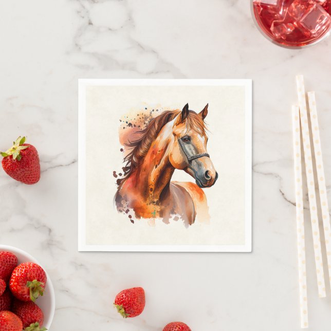 Serviette En Papier Beau Sorrel Horse Portrait (En situation)