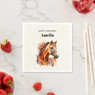 Serviette En Papier Beau Sorrel Horse Portrait Anniversaire