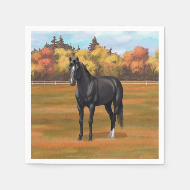 Serviette En Papier Beau Stallion Cheval du Quartier Noir (Devant)