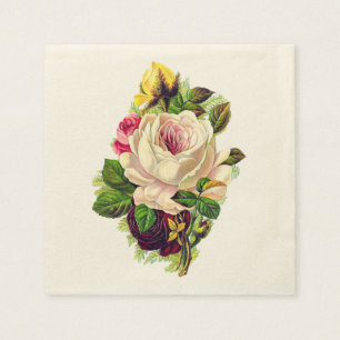 Serviette En Papier Beau vieil art floral féminin