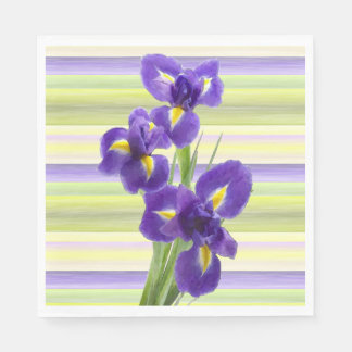 Serviette En Papier Beau violet Iris Aquarelle Motif