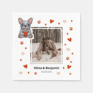 Serviette En Papier Beau Whimsical French Bulldog Enregistrer la date