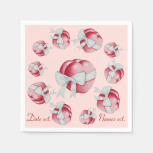 Serviette En Papier beaucoup de cœurs et de nœuds rouges et roses