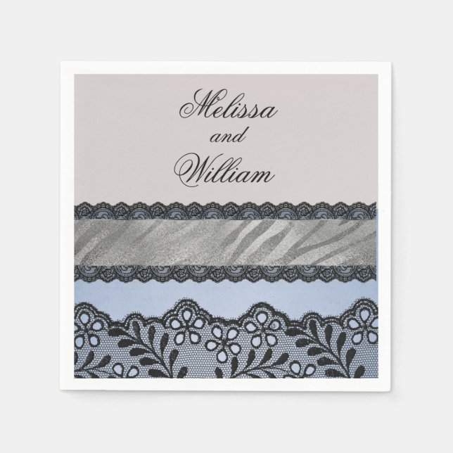 Serviette En Papier Beauté bleue et noire (Devant)