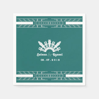 Serviette En Papier Beauté classique Art déco Mariage Turquoise servie