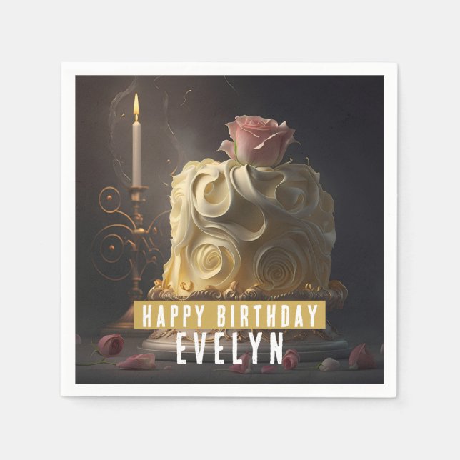 Serviette En Papier Beauté et gâteau d'anniversaire de la bête - (Devant)