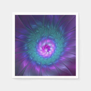 Serviette En Papier Beauté florale abstraite Art fractal coloré Fleur