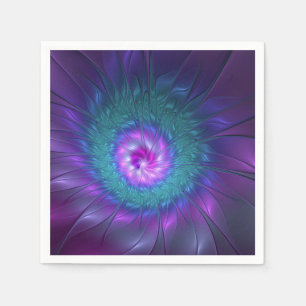 Serviette En Papier Beauté florale abstraite Art fractal coloré Fleur