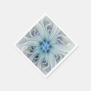 Serviette En Papier Beauté florale Abstraite moderne Blue Pastel Flowe