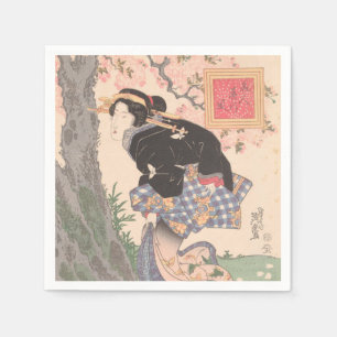 Serviette En Papier Beautés sous les fleurs de cerisiers Vintage Ukiyo