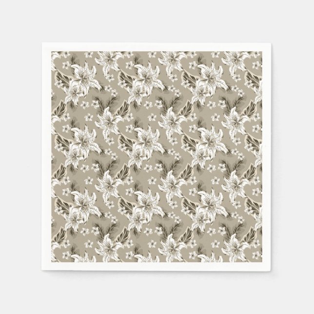 Serviette En Papier Beautiful beige flower pattern (Devant)