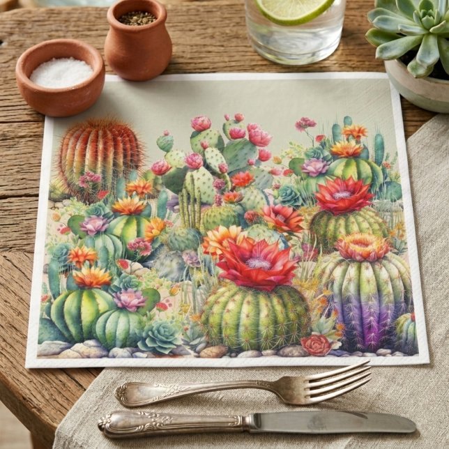 Serviette En Papier Beaux cactus en fleurs  (Créateur téléchargé)