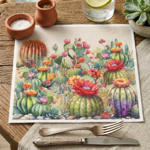 Serviette En Papier Beaux Cactus Fleuris