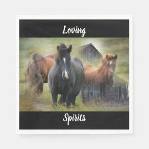 Serviette En Papier Beaux chevaux et grange rustique