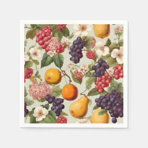 Serviette En Papier Beaux fruits et Fleurs délicates à la française