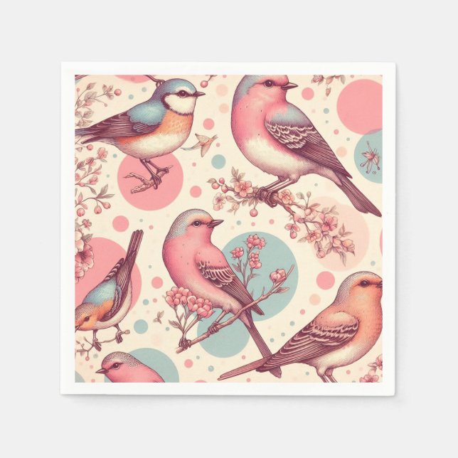 Serviette En Papier Beaux mignons Peinture Vintage (Devant)
