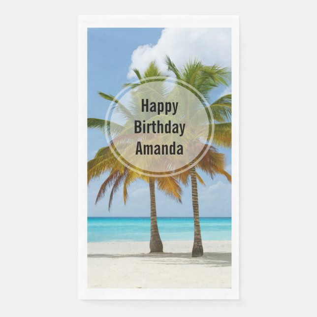 Serviette En Papier Beaux palmiers sur une plage tropicale (Devant)